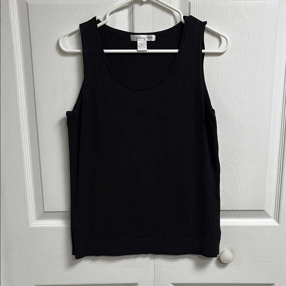 August Silk Black Sleeveless Tank Top
